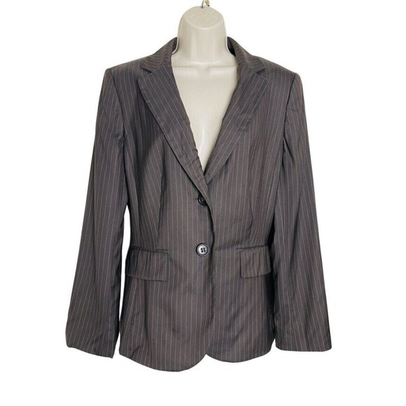 NWT Ann Taylor Brown Sz 12 Pinstripe Blazer Fine Italian Fabric Virgin Wool $228 - Picture 1 of 7